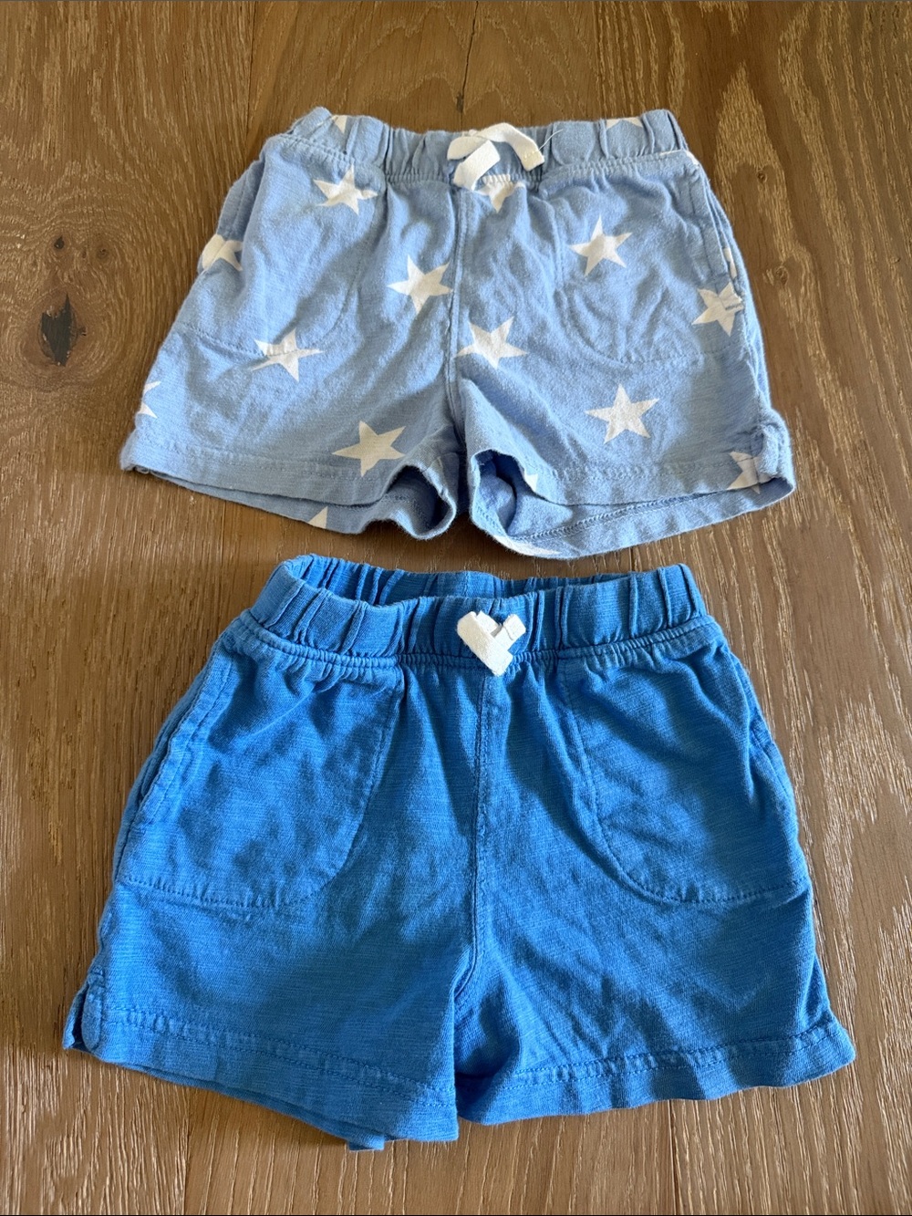Primary Light Blue Star Print & Bright Blue Cotton Shorts Set